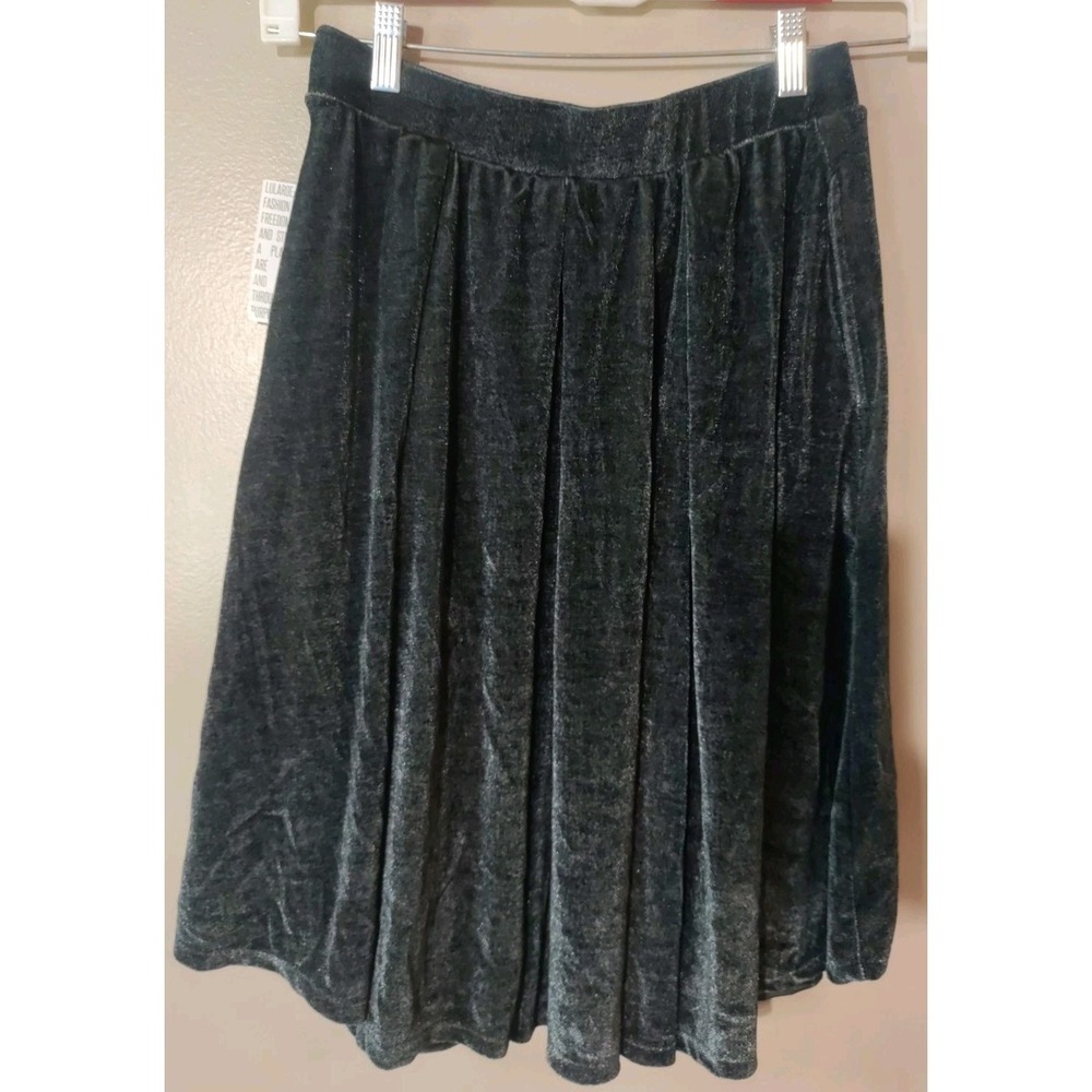 Lularoe Women Chic‎ Grey Iridescent Pockets Flowy Slinky Skirt Size M